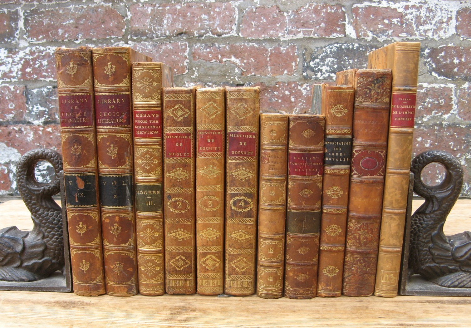 11 Antique Leather Decorative Books- Georgian Victorian