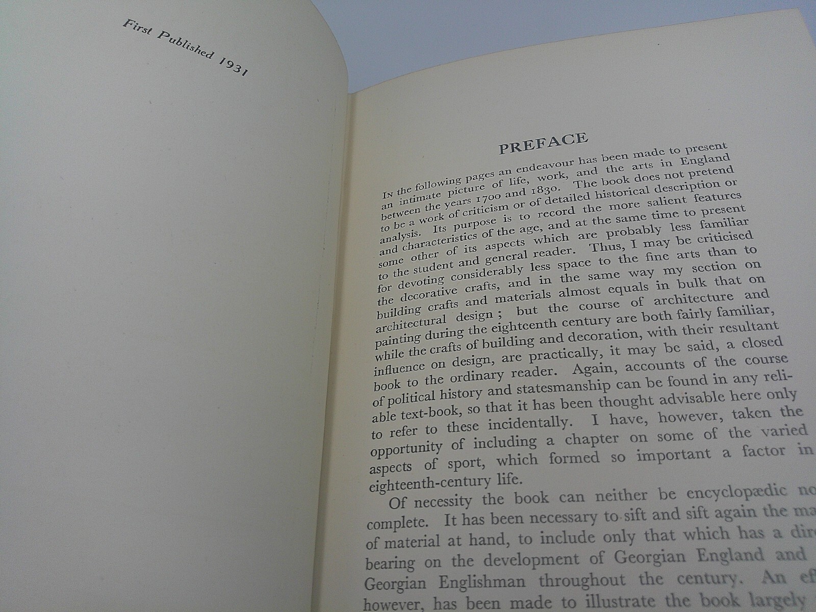 Georgian England (A. E. Richardson) Hardback, 1931, English History 1700-1820