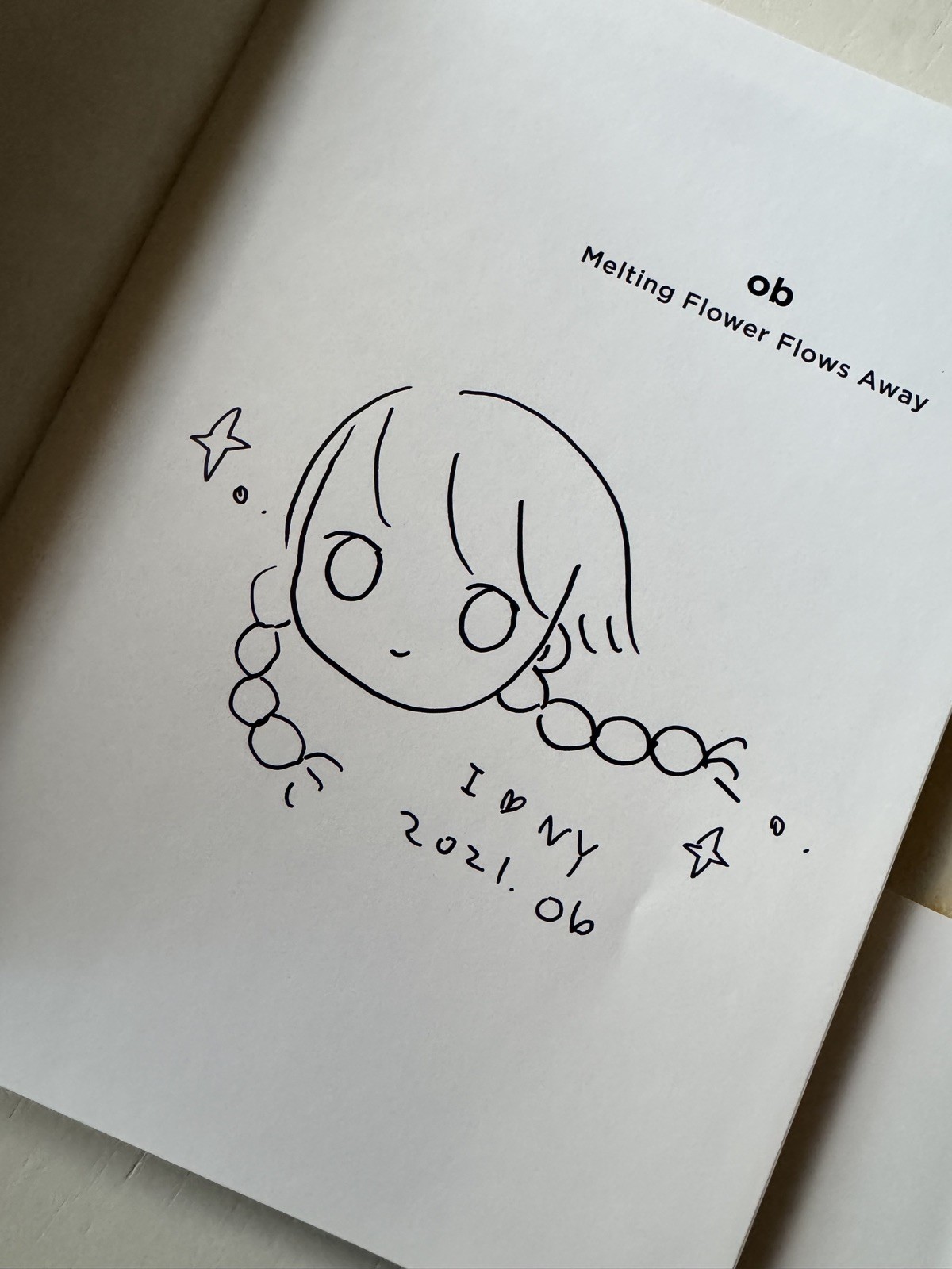 hand signed OB – Melting Flower Flows Away book with unique drawing rare 2021