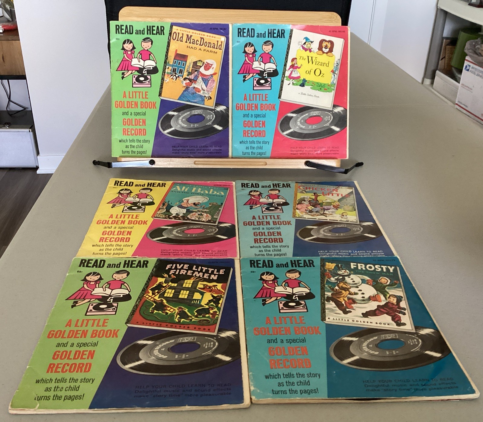 1940’s 50’s 60’s~ Lot Of 6 ~ Little Golden Book/Record Read And Hear ~ 45 RPM’s