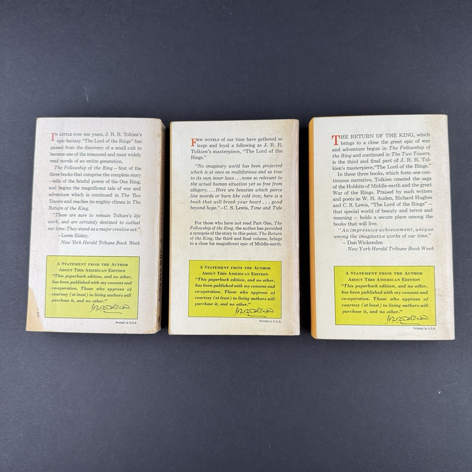 J.R.R. Tolkien Lord of the Rings 1967 Ballantine Paperback Set + B&W Slipcase