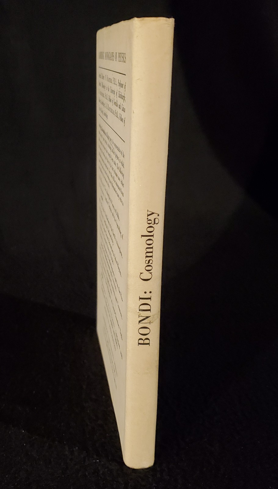 H. Bondi / Cosmology – 1st Edition 1952 *SCARCE* w/ Jacket Very Good Condition