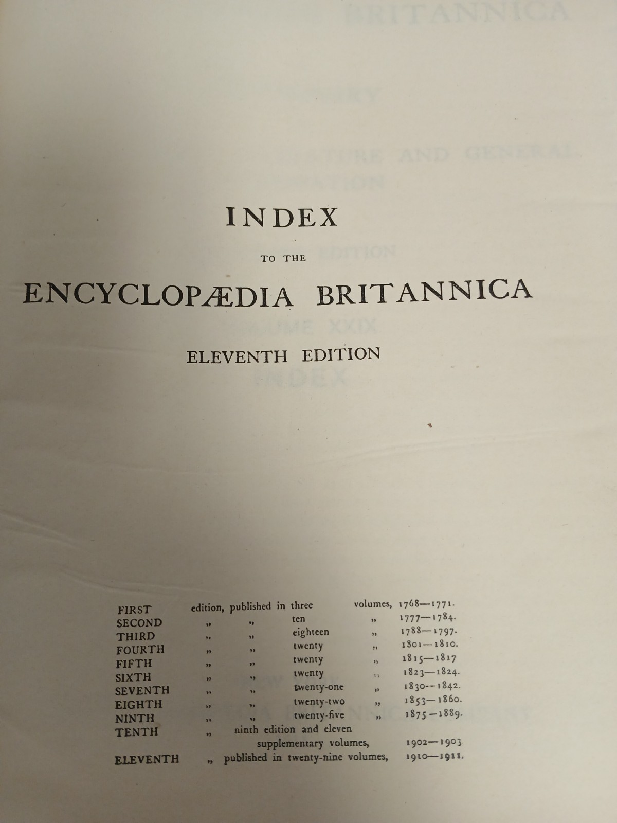 ENCYCLOPEDIA BRITANNICA 1910 11th Edition Complete 29 Volume Set w/Index