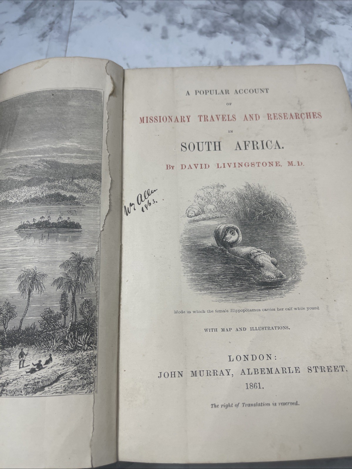 A Popular Account of Missionary Travels Researches in S. Africa Livingstone 1861