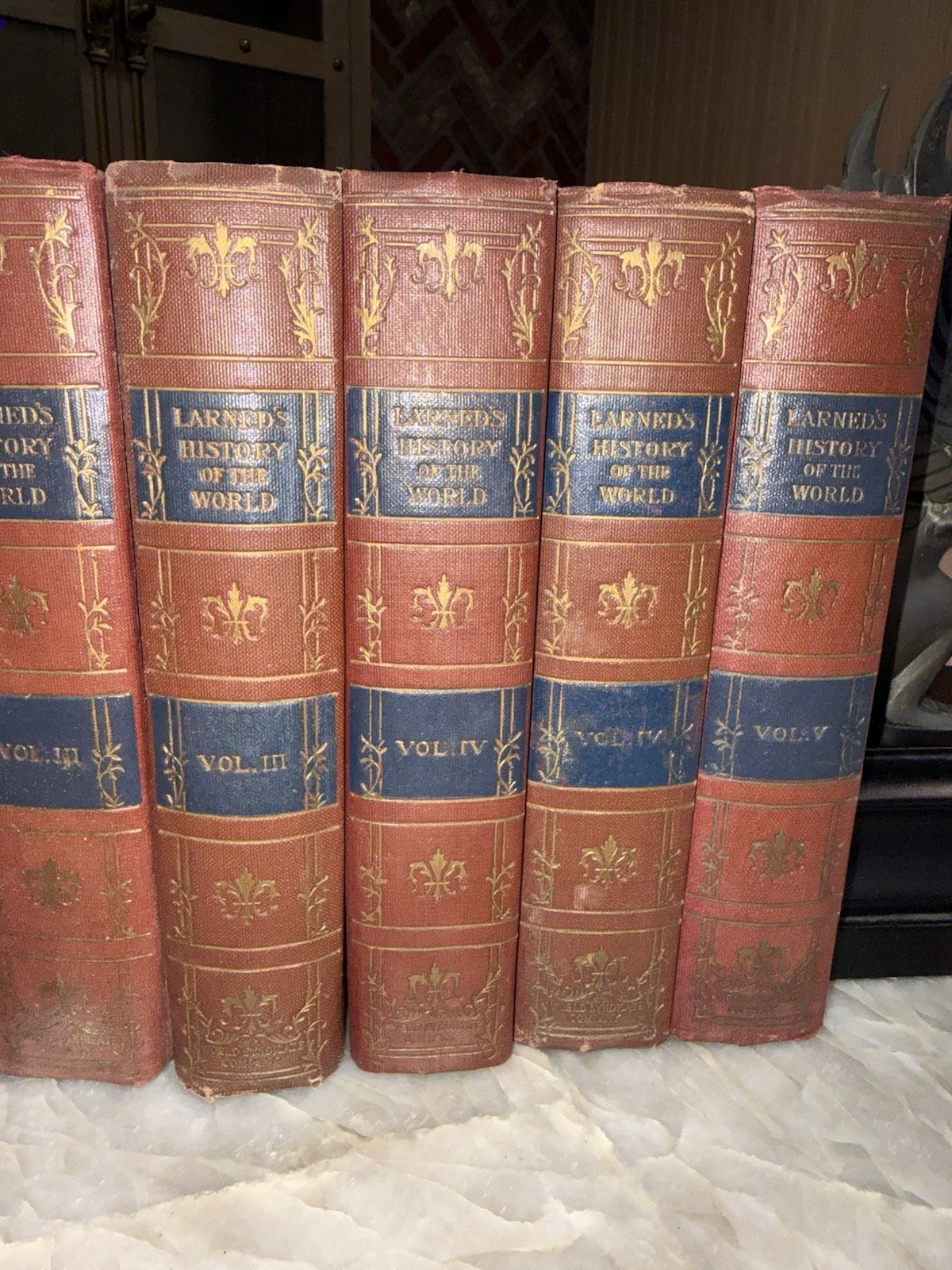 Antique 1915 Larned’s History of the World Complete 8 Vol Set IllustGilt Binding