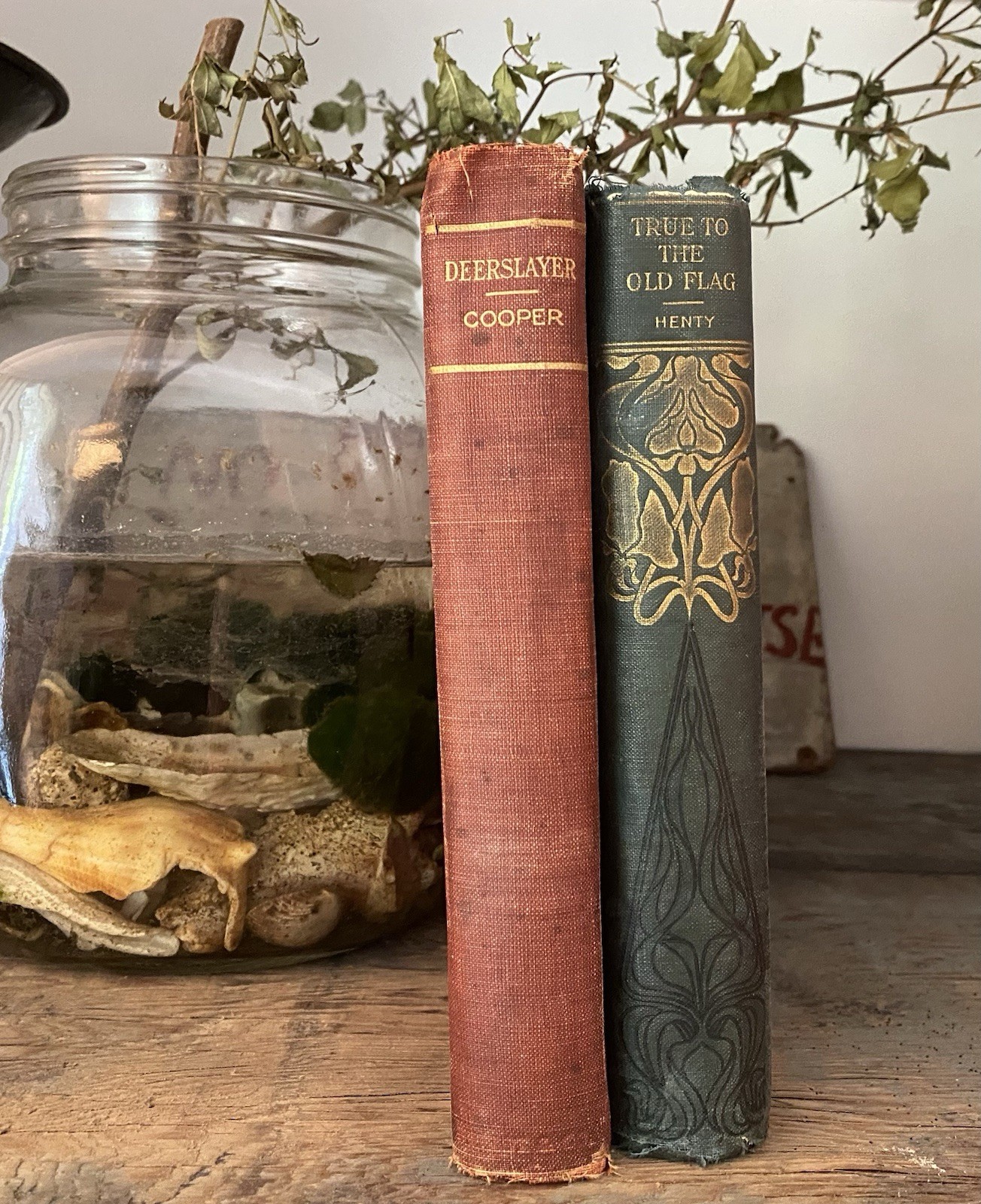 Vintage Books Set of 2, True To The Old Flag, The Deerslayer, Antique Books