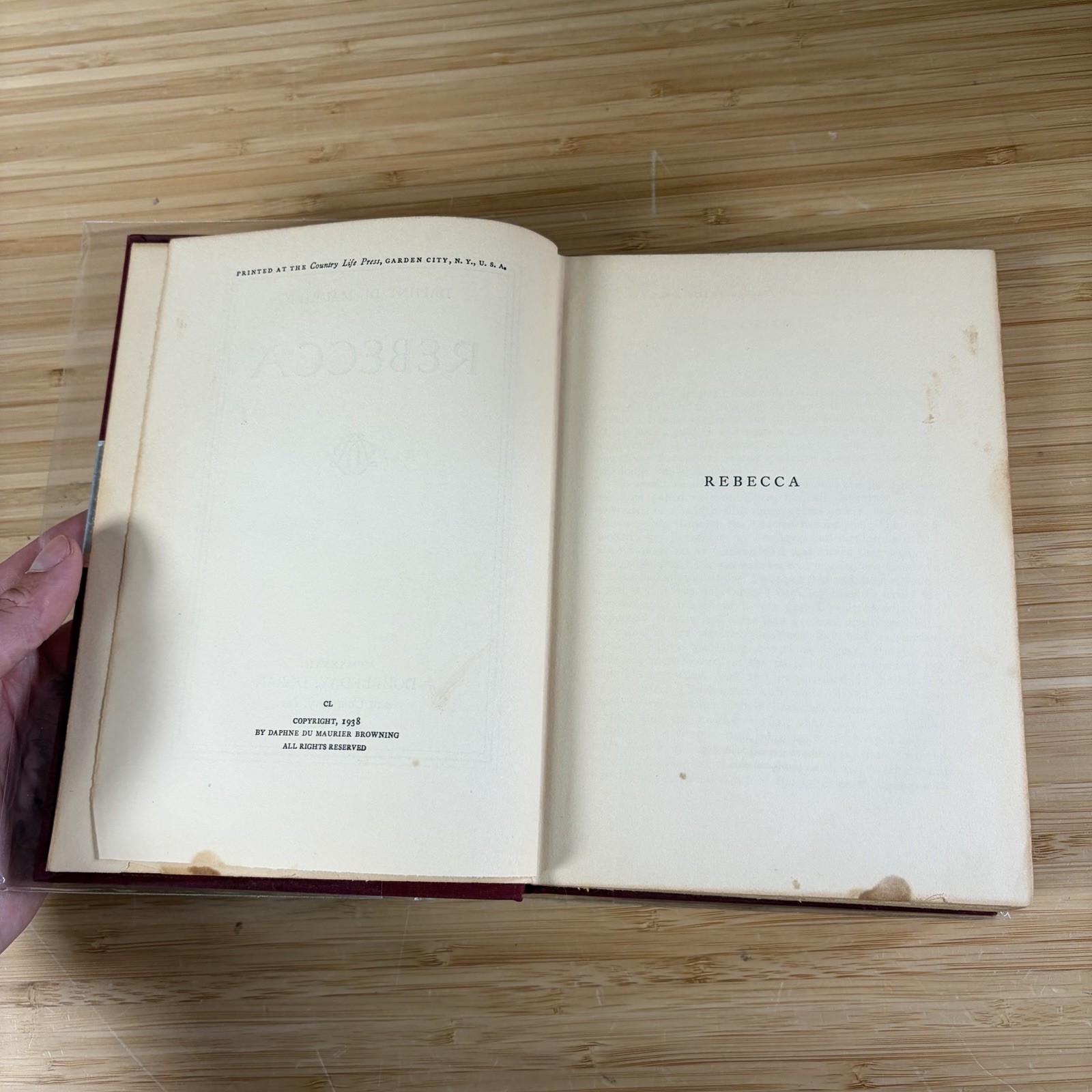Rebecca by Daphne Du Maurier Book First American Edition 1st Printing 1938 Rare