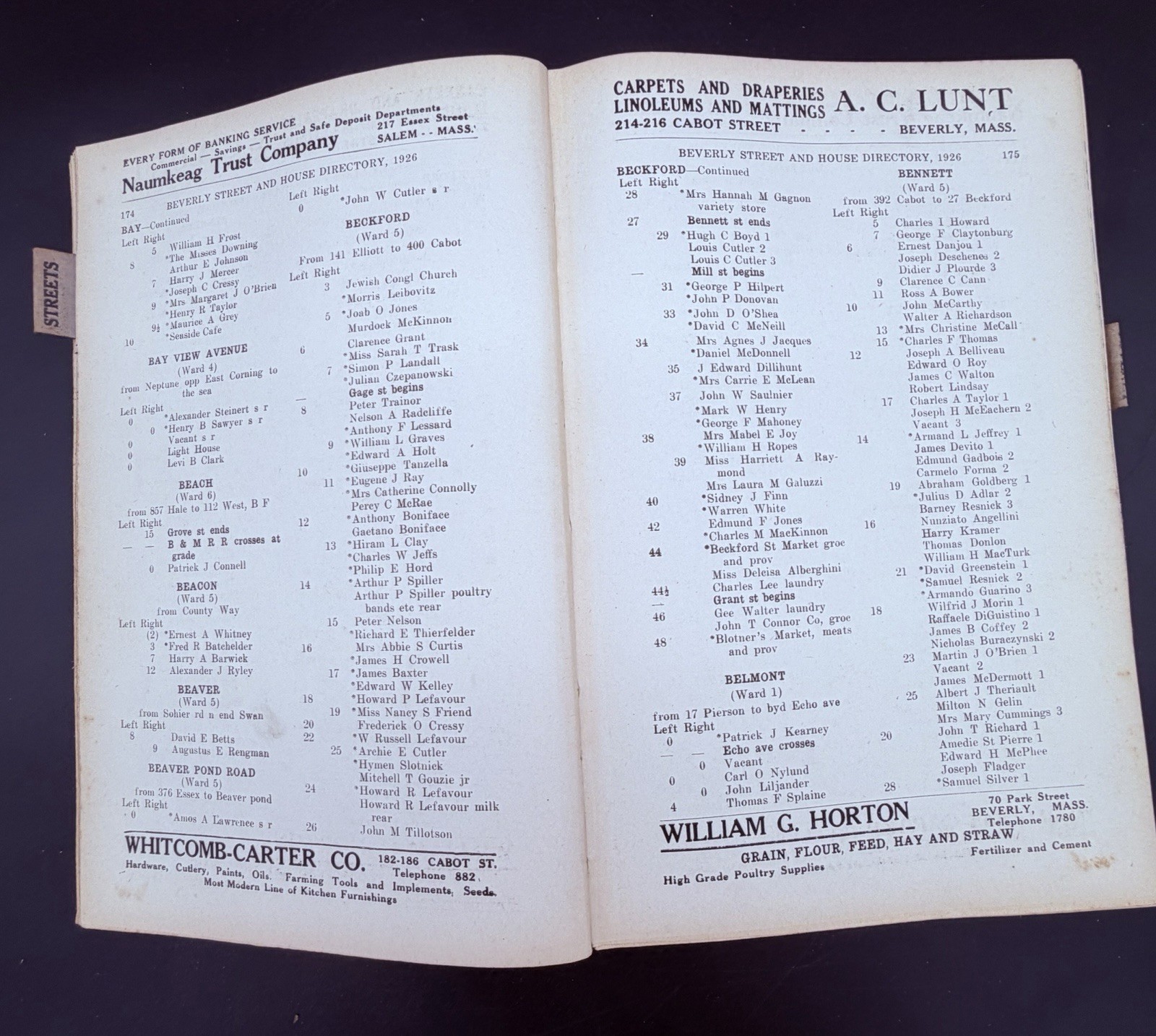 1926 Beverly City Directory Including Manchester MA Antique Book w/ Maps
