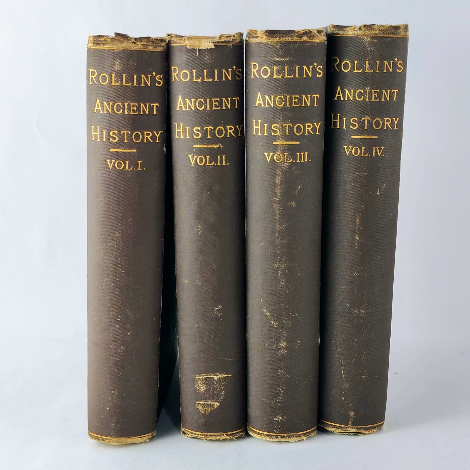 c. 1880s Rollins Ancient History Complete Set Volumes 1-4 Antique Hardcover Lot
