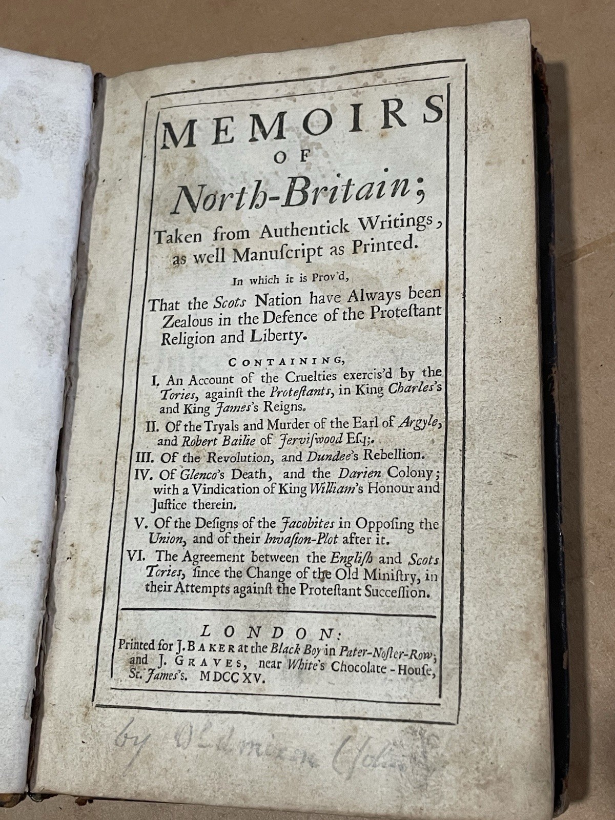 MEMOIRS OF NORTH BRITAIN SCARCE 1715 JACOBITE REBELLION GLENCOE SCOTLAND HISTORY