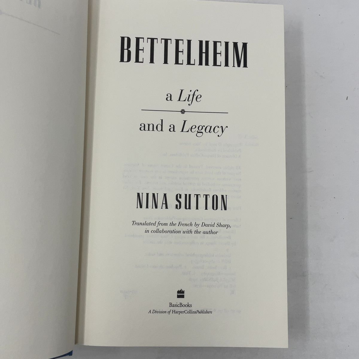 Bettelheim by Nina Sutton HC First Edition Like New 1996