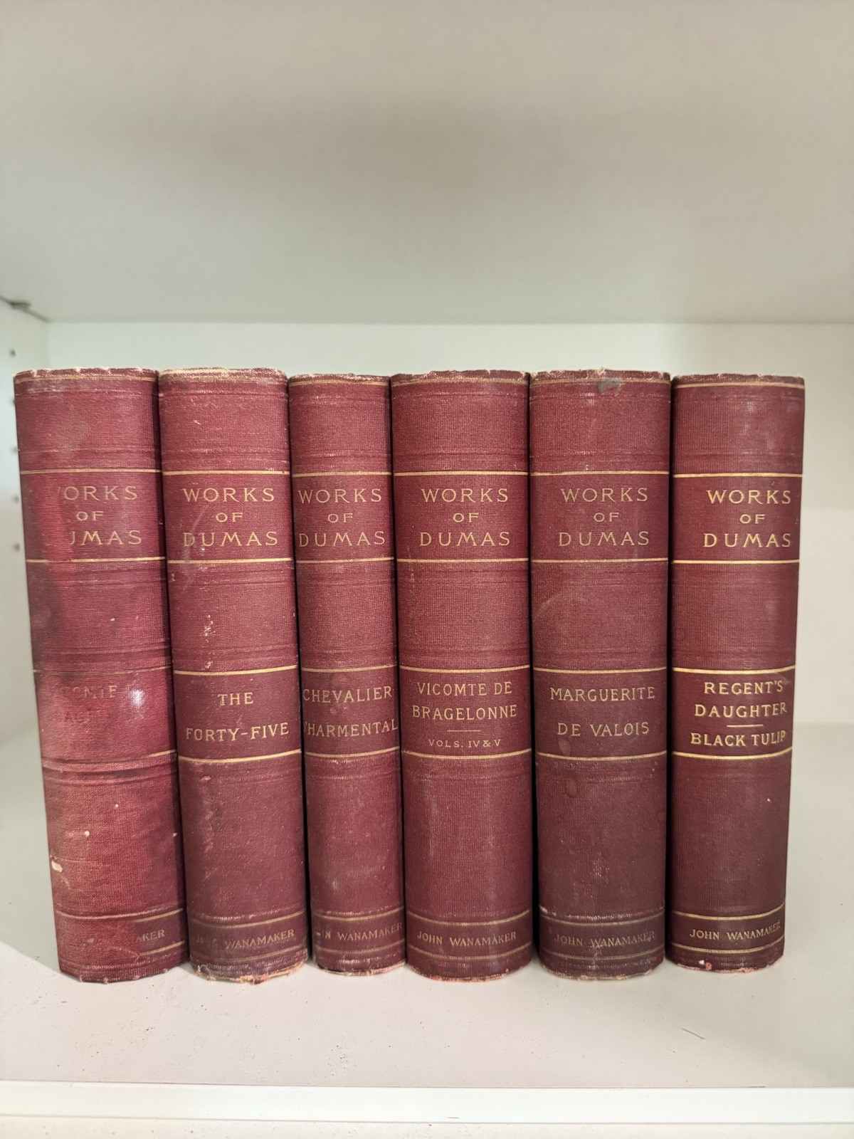 Works of Dumas 6 Volumes of The John Wanamaker Edition Leather Bound Hardcover