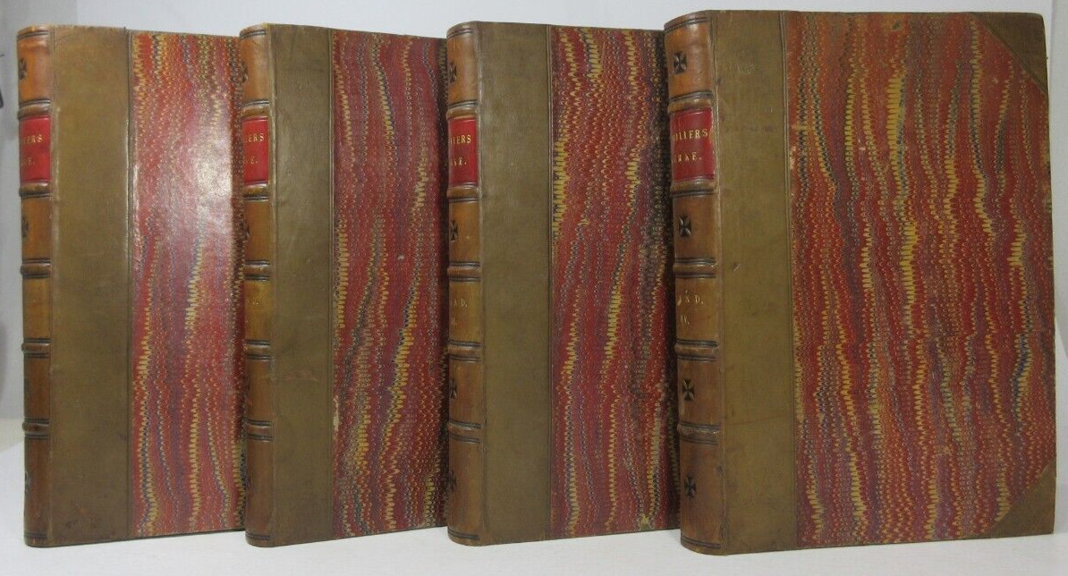 4-Vol Set 1879 “Schillers Werke” GERMAN Stuttgartt & Leipzig REBOUND 1/4 Leather