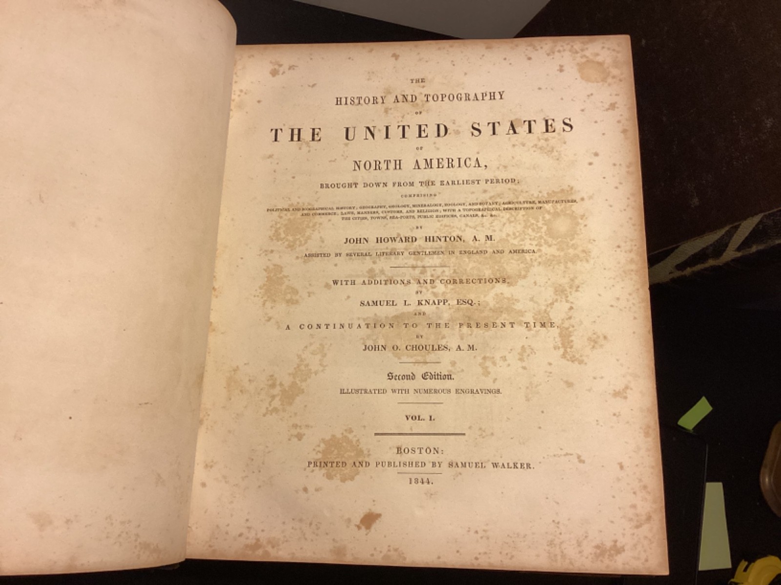 1844 2 Vols. History & Topography Of The United States – Hinton – Illustrated