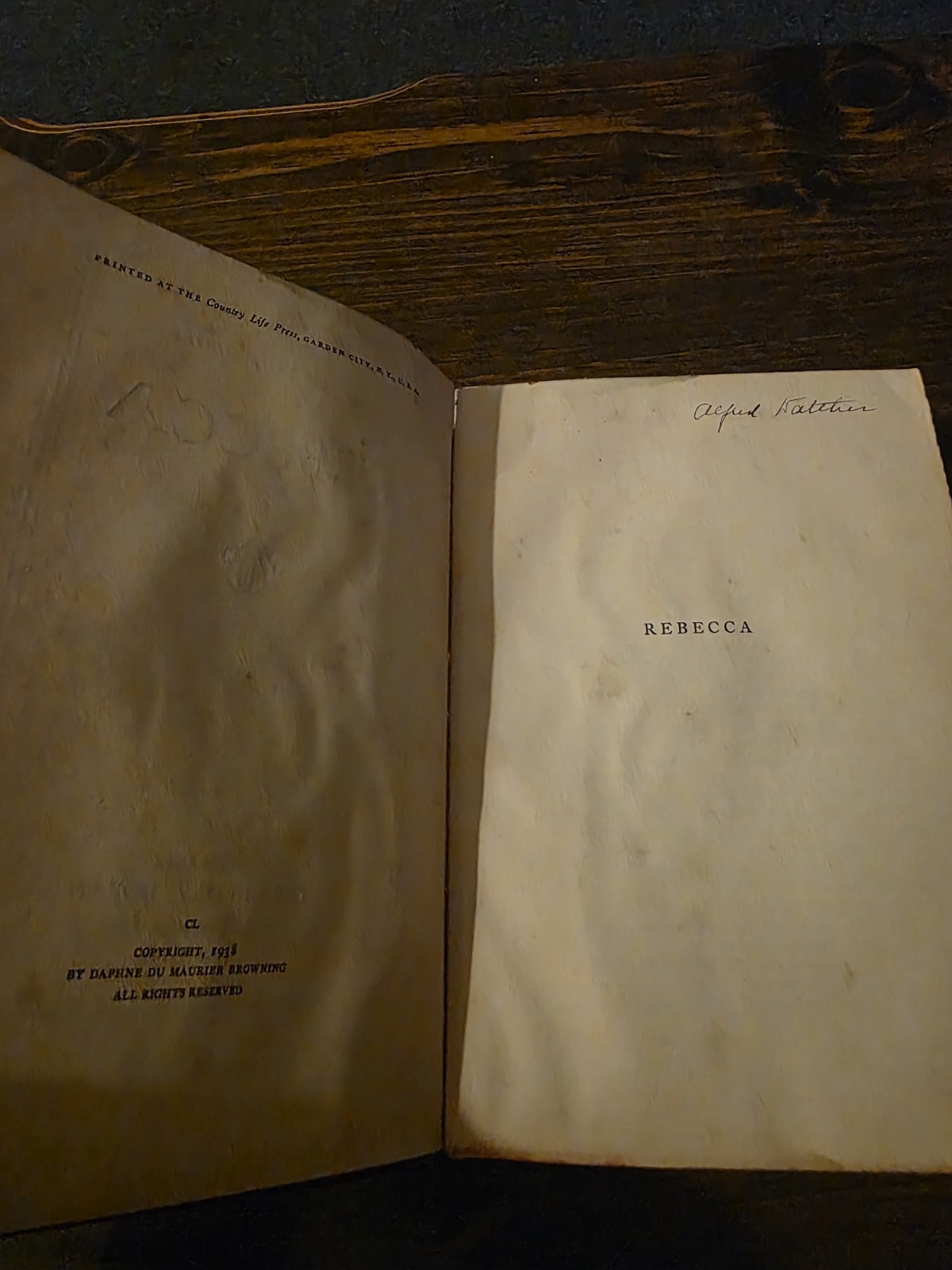REBECCA By Daphne Du Maurier 1938 HC First Edition Later Printing