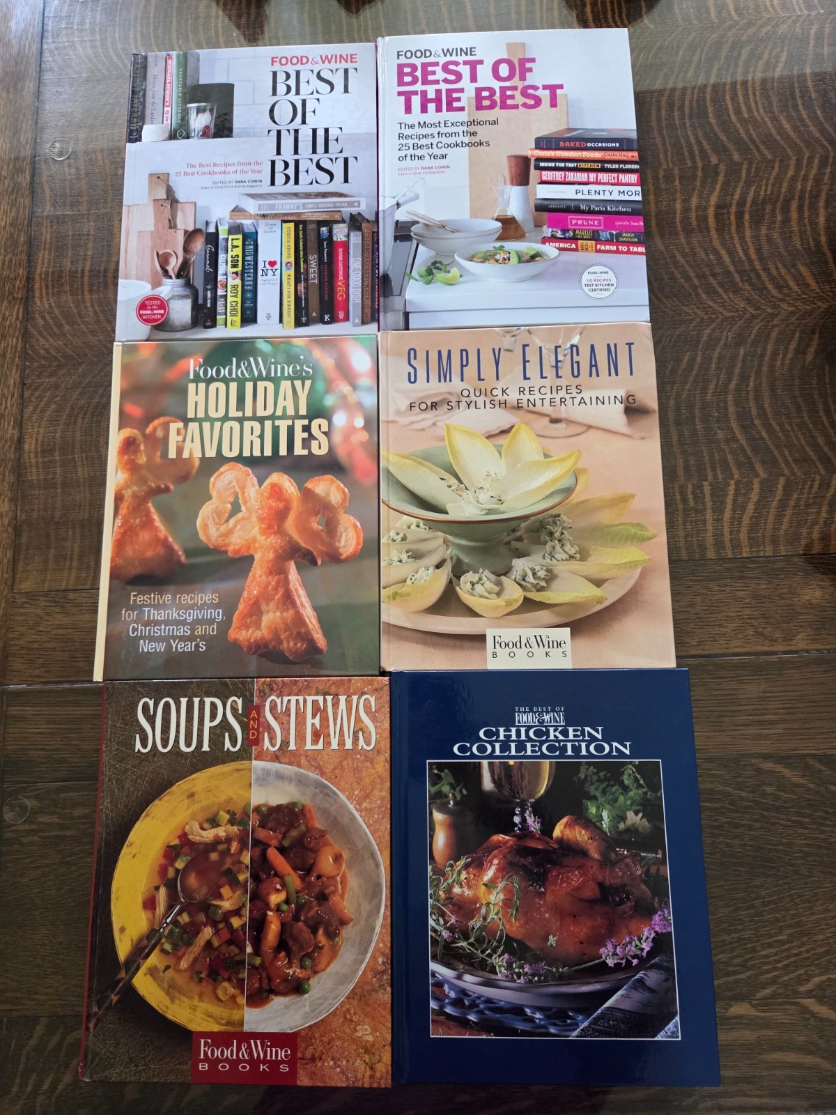Lot of 6 Food and Wine Cookbooks Hardcovers Recipes 1990’s & 2014, 2015