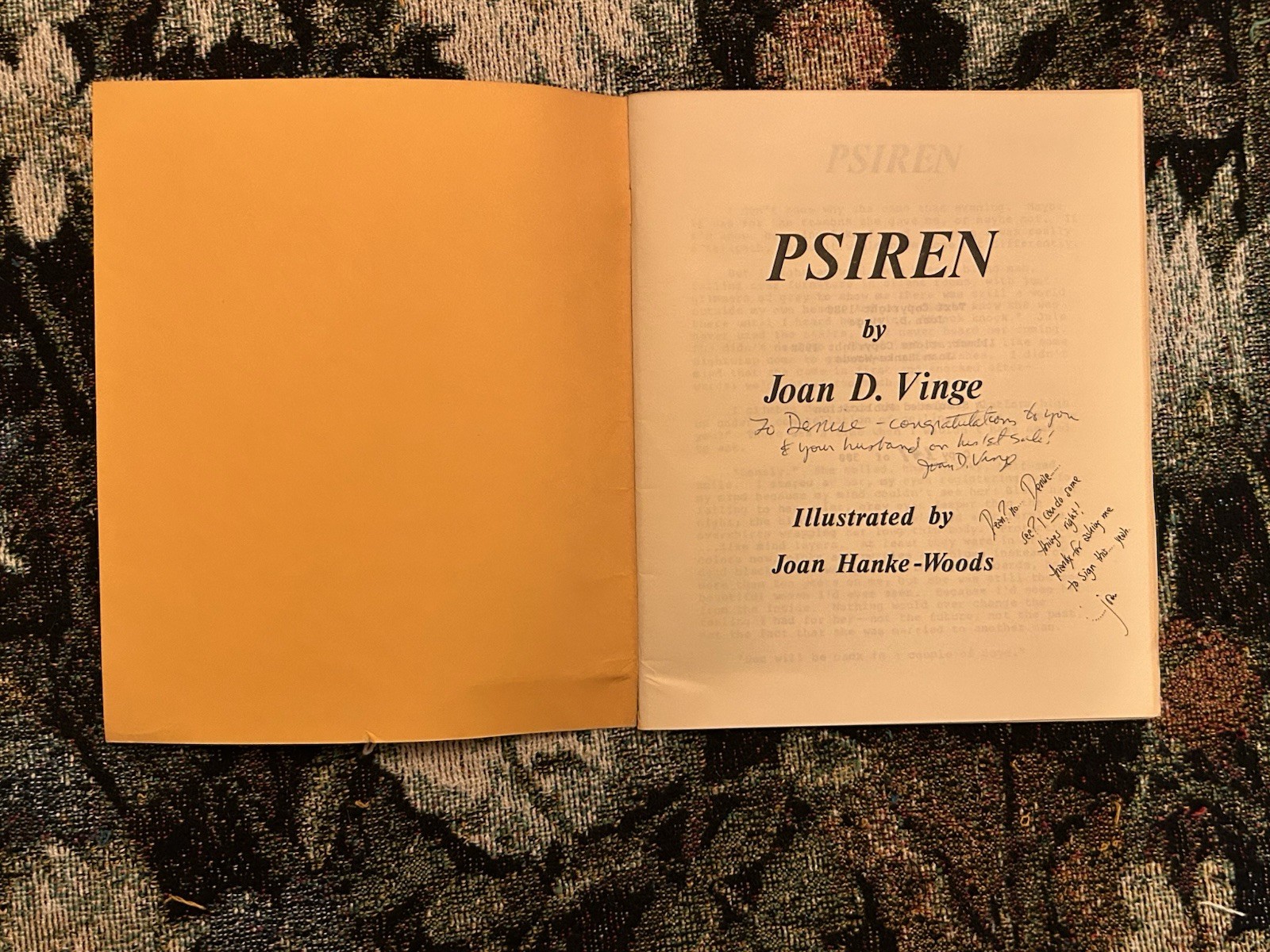 PSIREN Joan D Vinge Sci-Fi Chapbook Signed By Author & Illustrator Hand Numbered