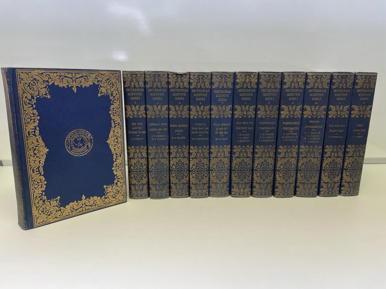 1934 Smithsonian SCIENTIFIC SERIES Complete Set of 12 Patron’s Edition Blue Gold