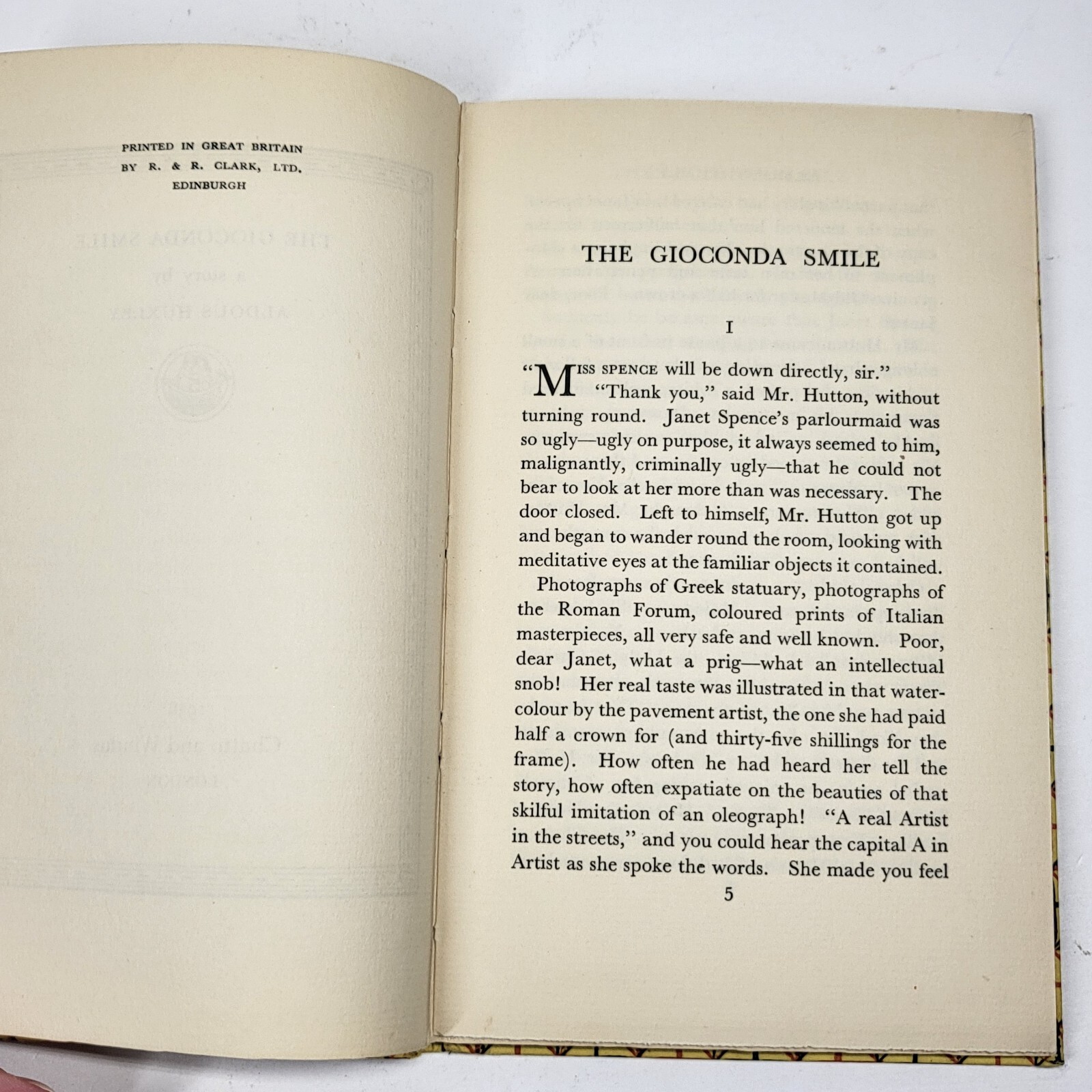 The Gioconda Smile – Aldous Huxley – Zodiac Books Vintage 1938 Chatto and Windus