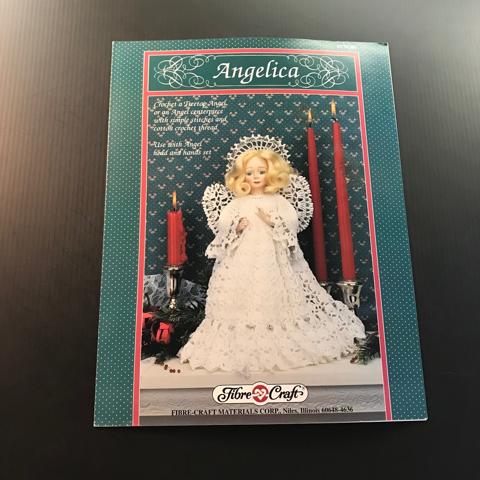 Angelica Fibre-Craft Crochet Pattern Treetop Angel Centerpiece 1992 FCM305