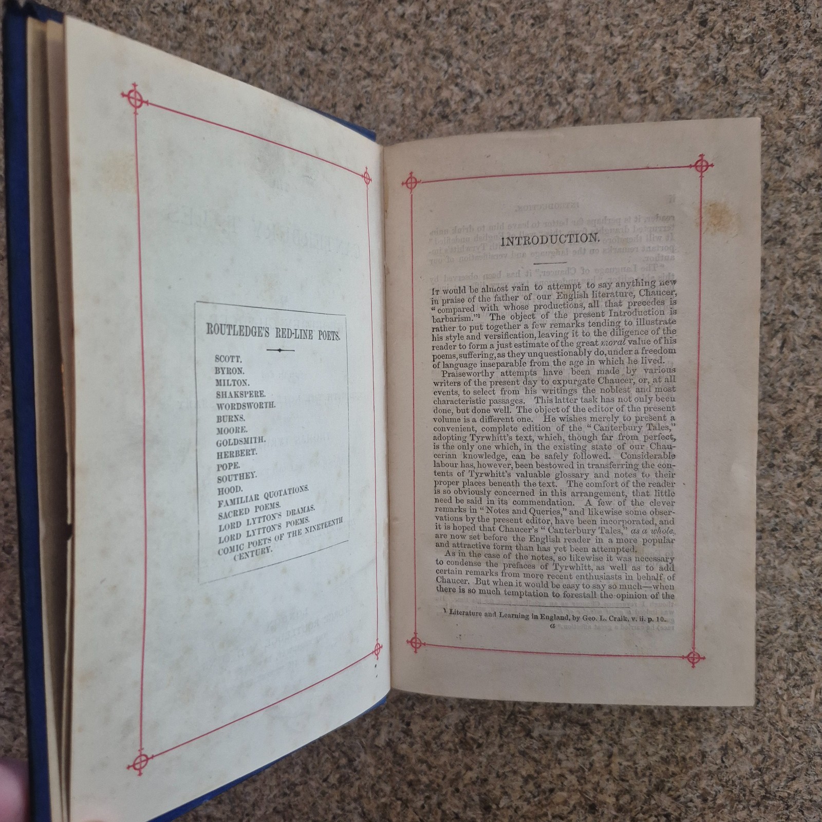 Chaucer Canterbury Tales Illustrated Blue Gilt HC Antique George Routledge