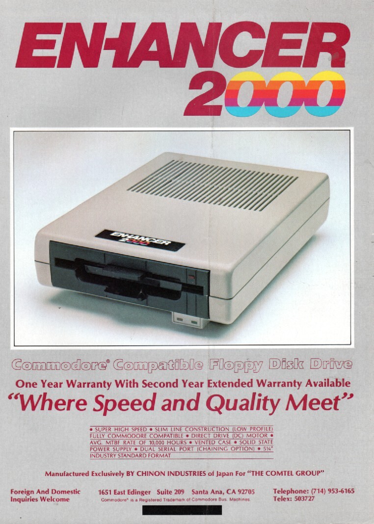 Commodore – Enhancer 2000 Disk Drive – Original Magazine Ad –