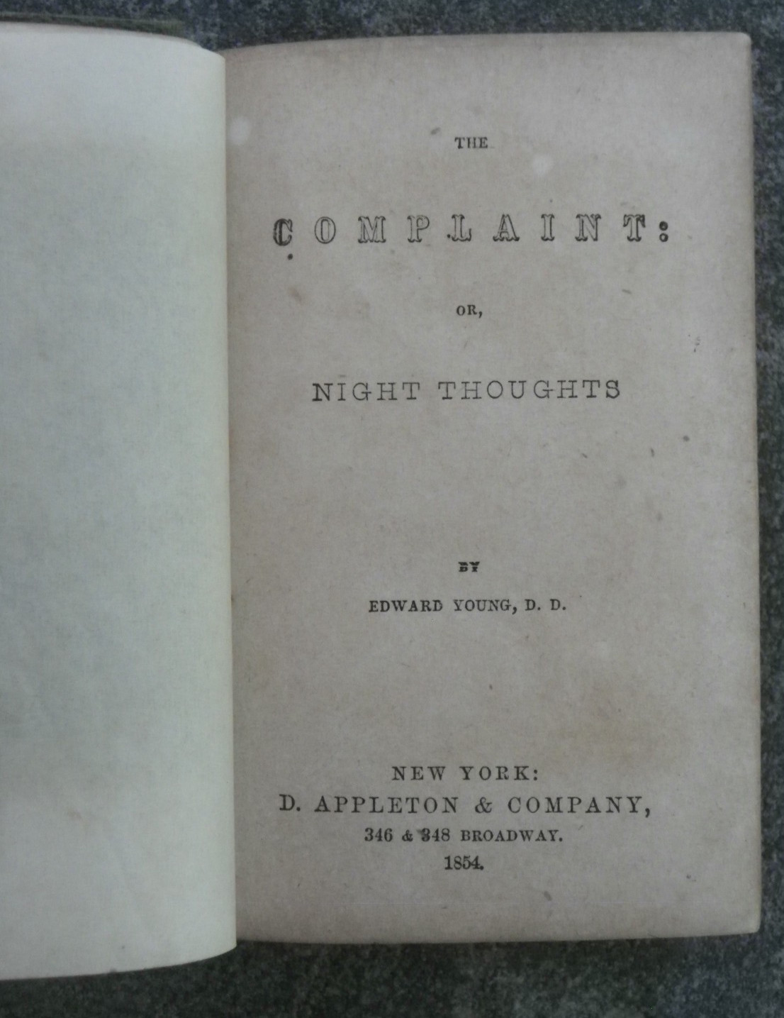 “The Complaint, or Night Thoughts”-Young-1854-Rare D. Appleton Ed-1 Illustration