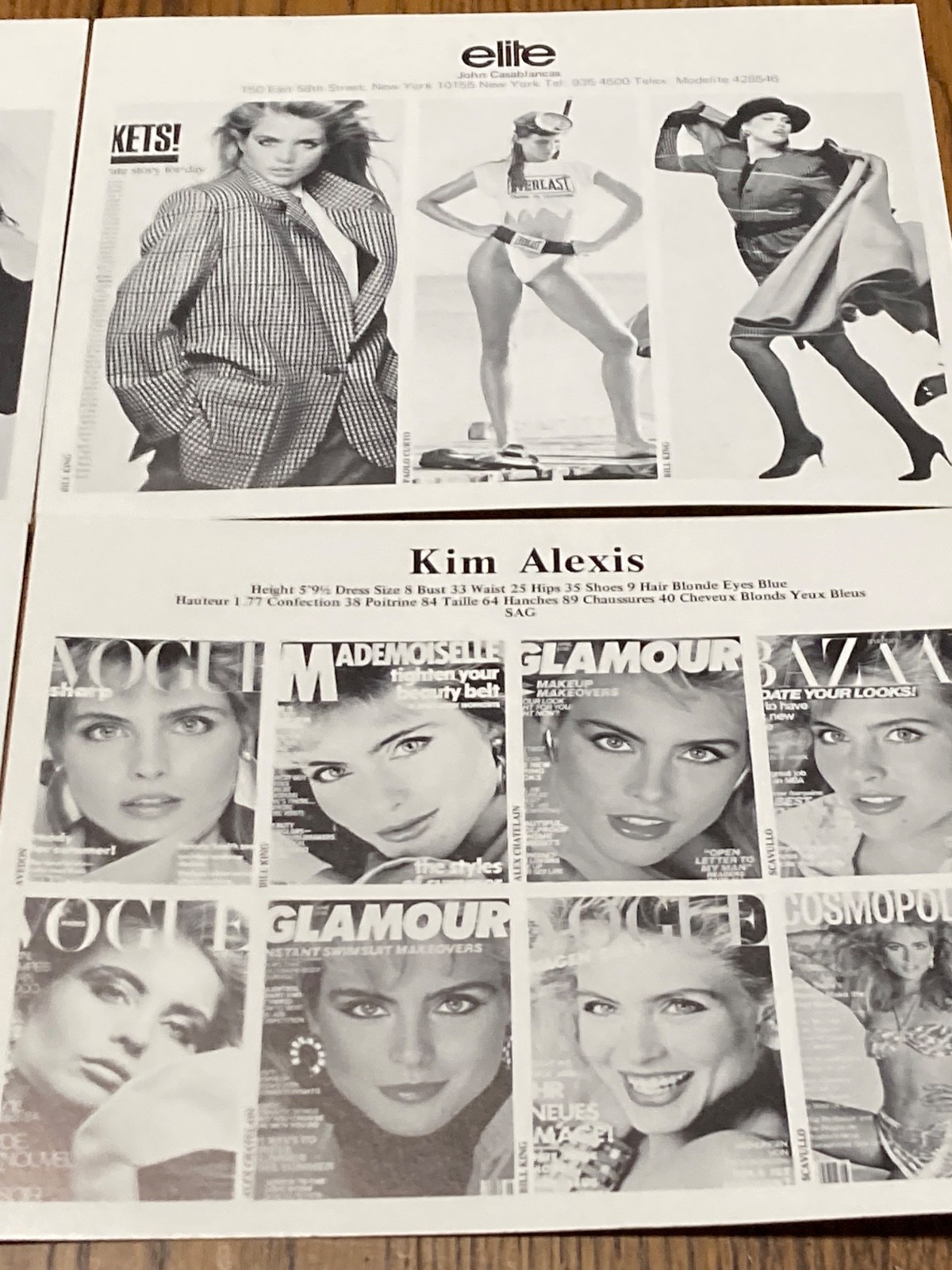 1986 ELITE CASABLANCAS SUPERMODEL COMPOSITE CARDS ALEX DONOHUE EMBERG BY MARLOWE