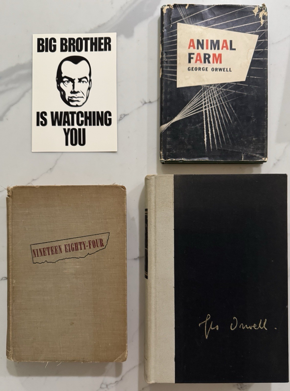 George Orwell : 1984 American 1st Edition + Milestone Ed. + Animal Farm BC Ed.