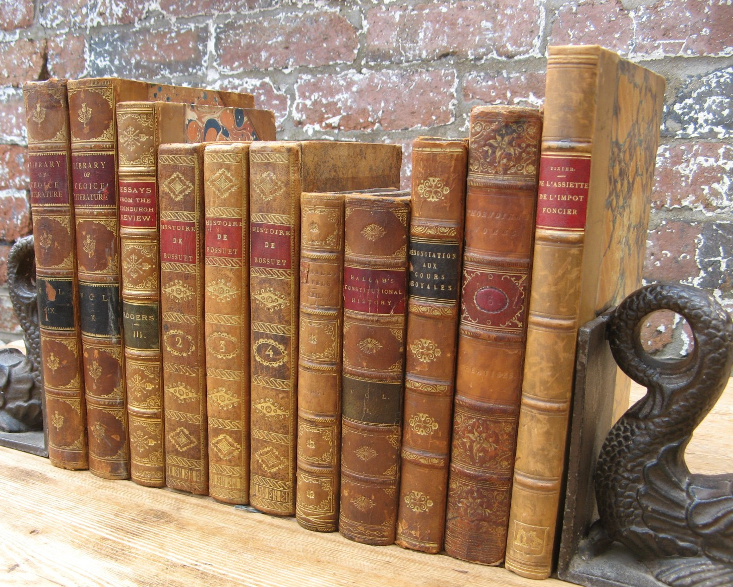 11 Antique Leather Decorative Books- Georgian Victorian