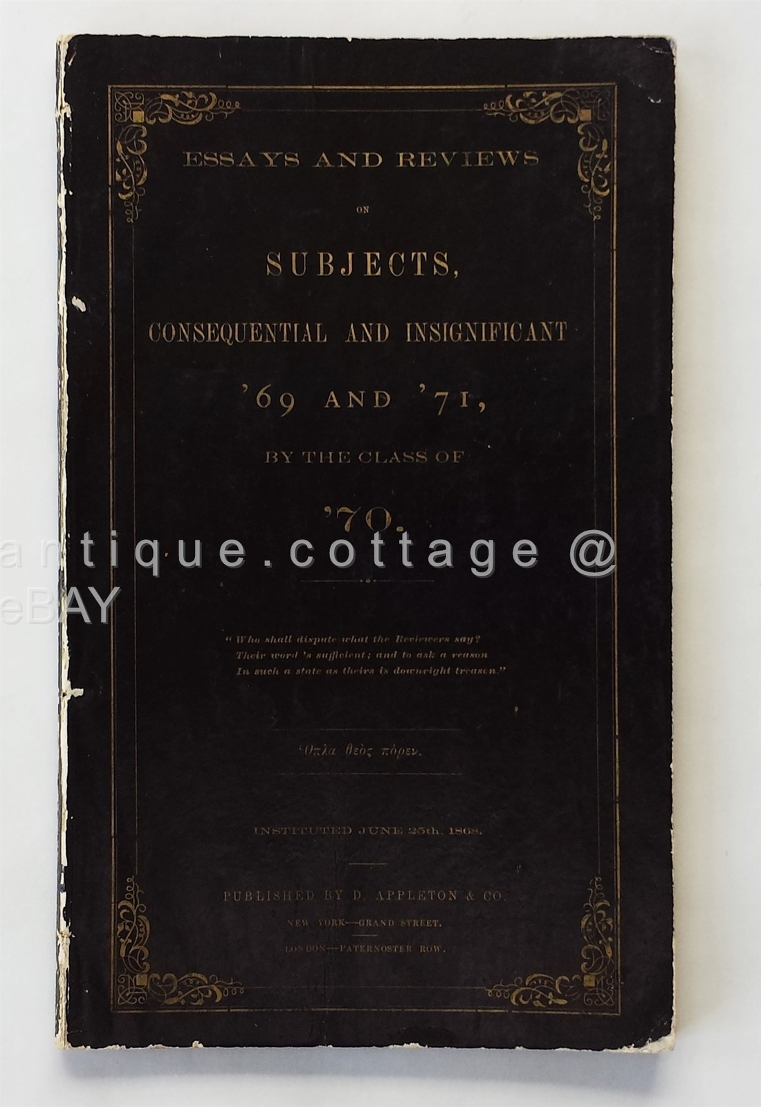 1868 antique PRINCETON UNIVERSITY STUDENT PUBLICATION poem non political correct