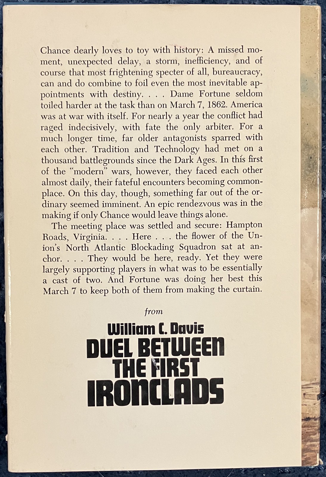 Duel Between the First Ironclads William C. Davis 1975 Hardcover DJ