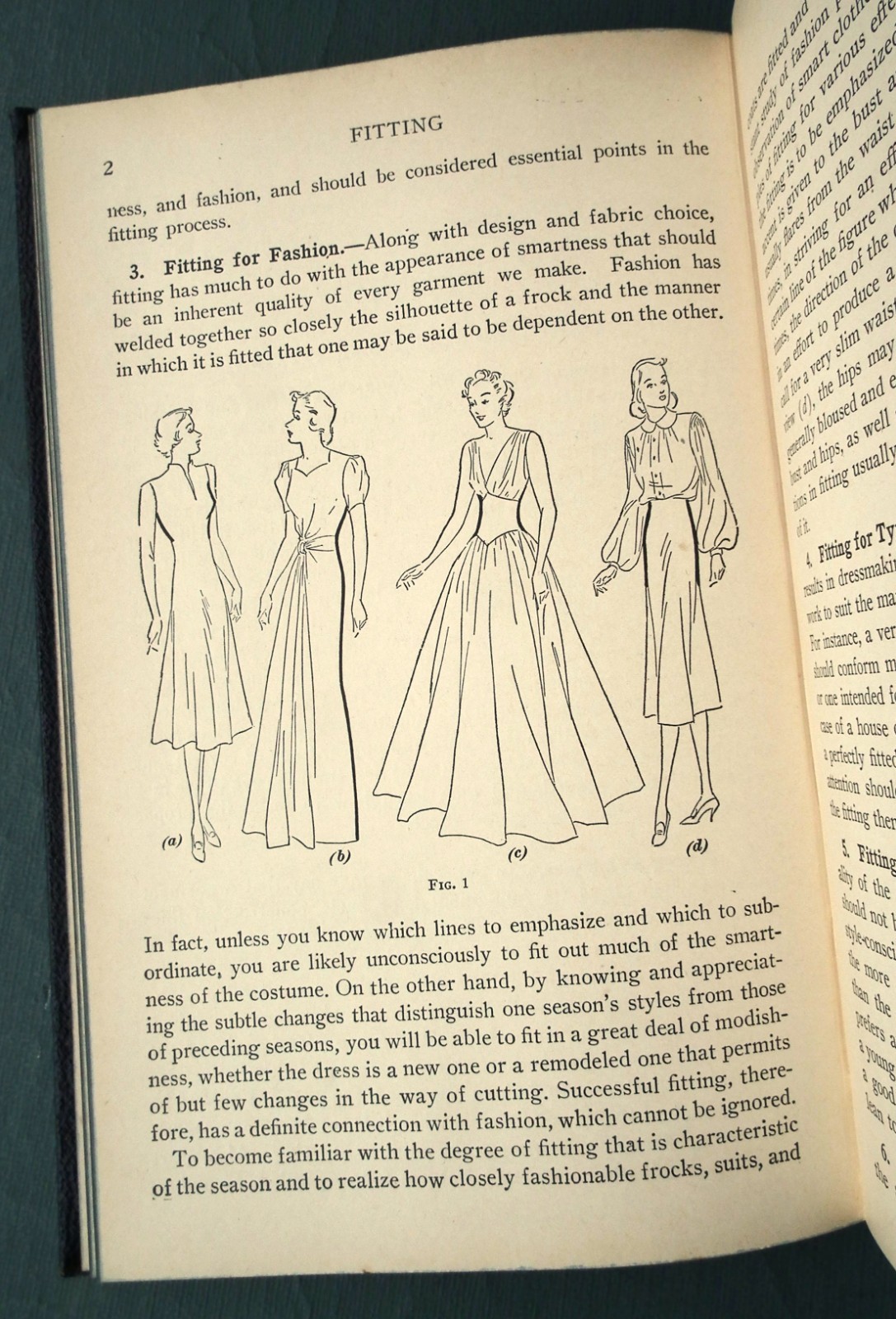 Cutting and Fitting vintage 1940s sewing dressmaking book Woman’s Institute WI