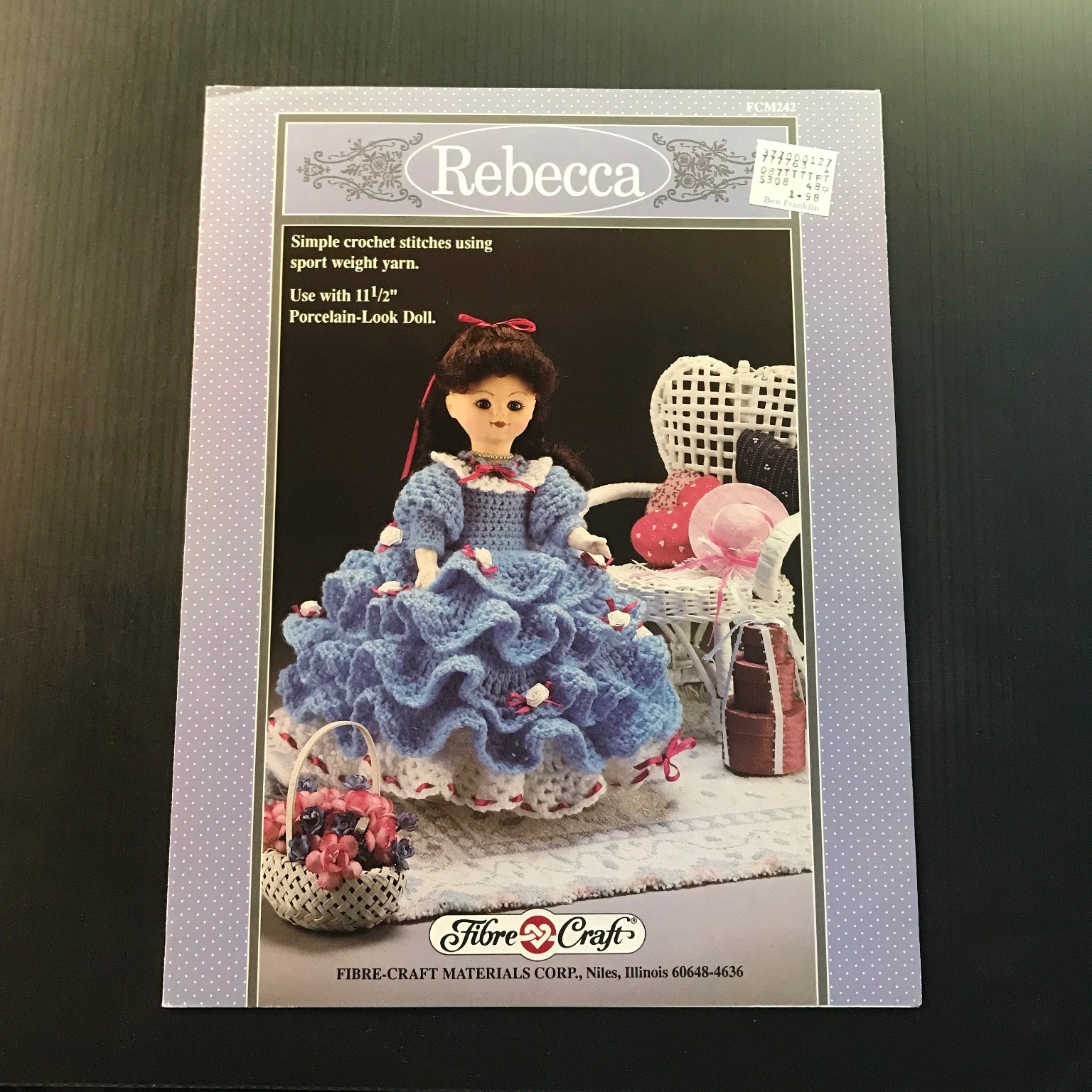 Rebecca Crochet Pattern Book 11.5″ Porcelain Doll Dress FCM242 1991