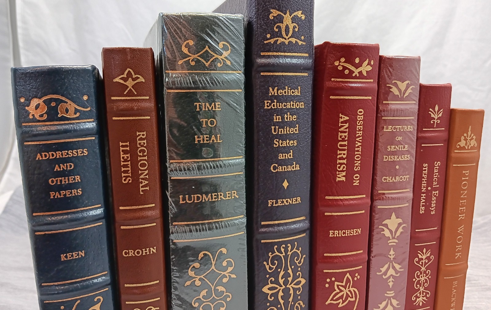 Lot/8 Classics of Medicine Library Leather-Bound Book Gryphon Decor Science #4