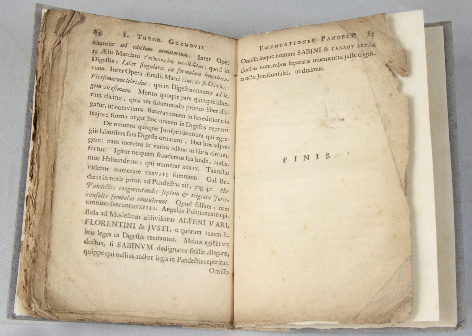 GRONOVIUS – Roman Law – Florentine Pandects – 1685 Leiden 1st ed – Magliabechi