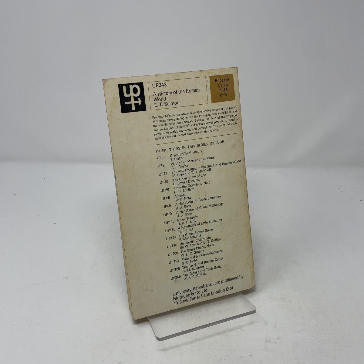 History of the Roman World from 30 Bc to Ad 138 by Edward T. Salmon PB First Edi