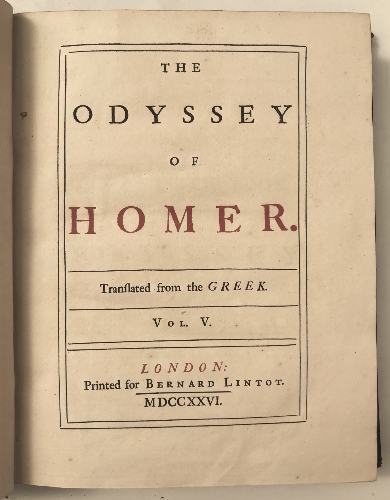 1725-26 Pope THE ODYSSEY OF HOMER 5 Vols First Edition Illustrated Poetry