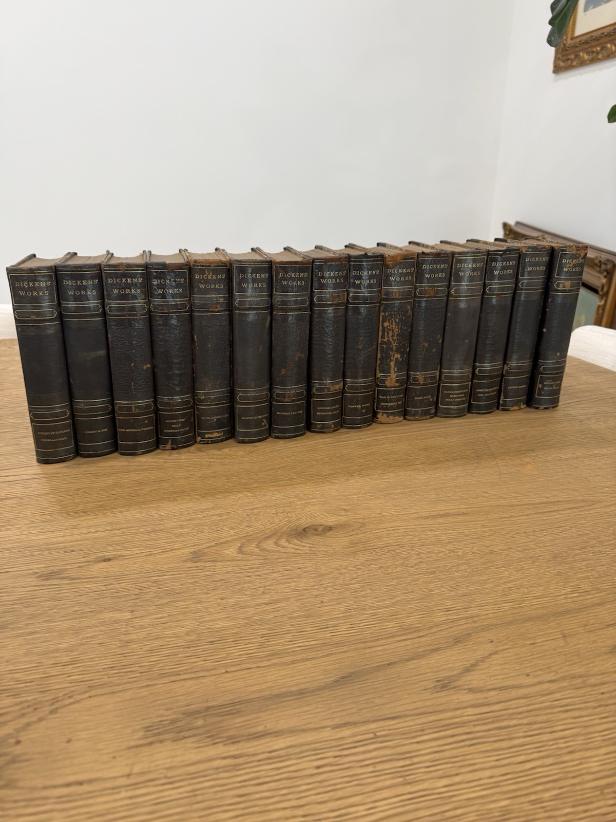 Antique 19th Century Dickens Complete Set” leather bound