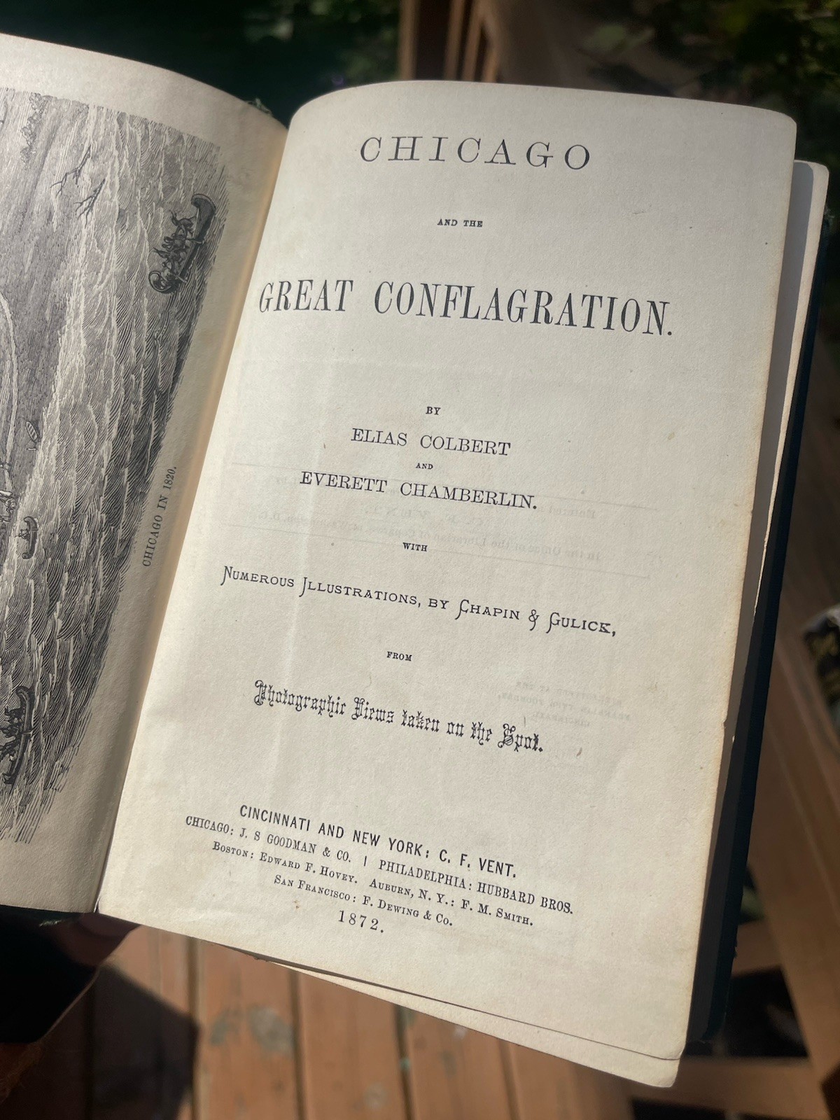 1872 Great Conflagration of Chicago by Colbert & Chamberlain Antique Illustrated