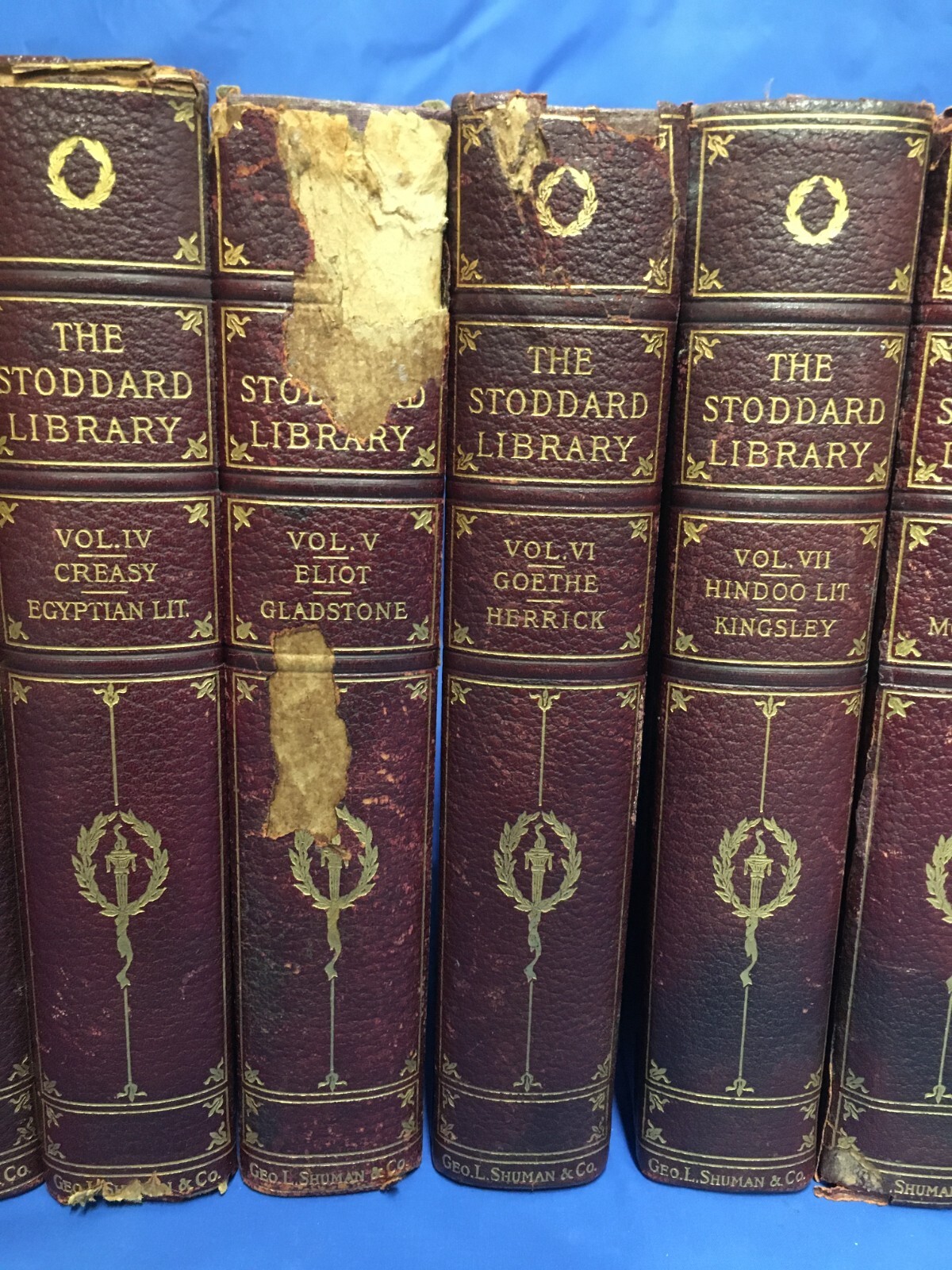 Vintage The Stoddard Library Complete 12 Volume Leather Book Set 1910