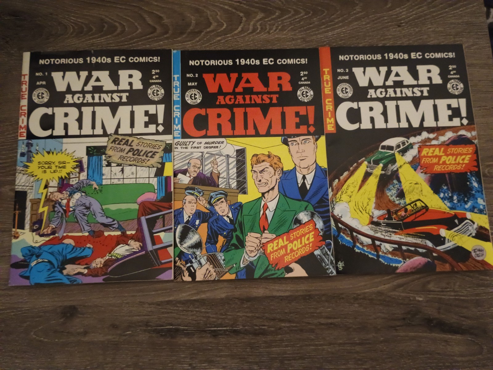 Notorious 1940s EC Comics Lot: War Against Crime Issues 1 2 3 Golden Age Reprint