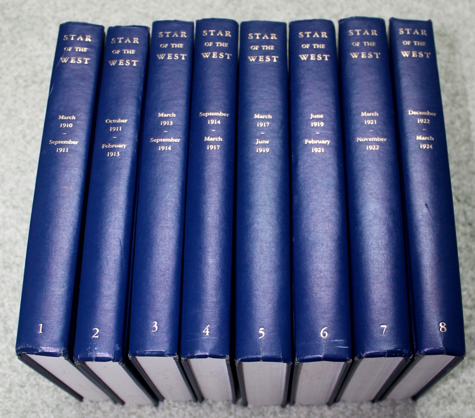 Baha’i STAR OF THE WEST 8 VOLUME SET March 1910-March 1924 Bound Rprint 1978