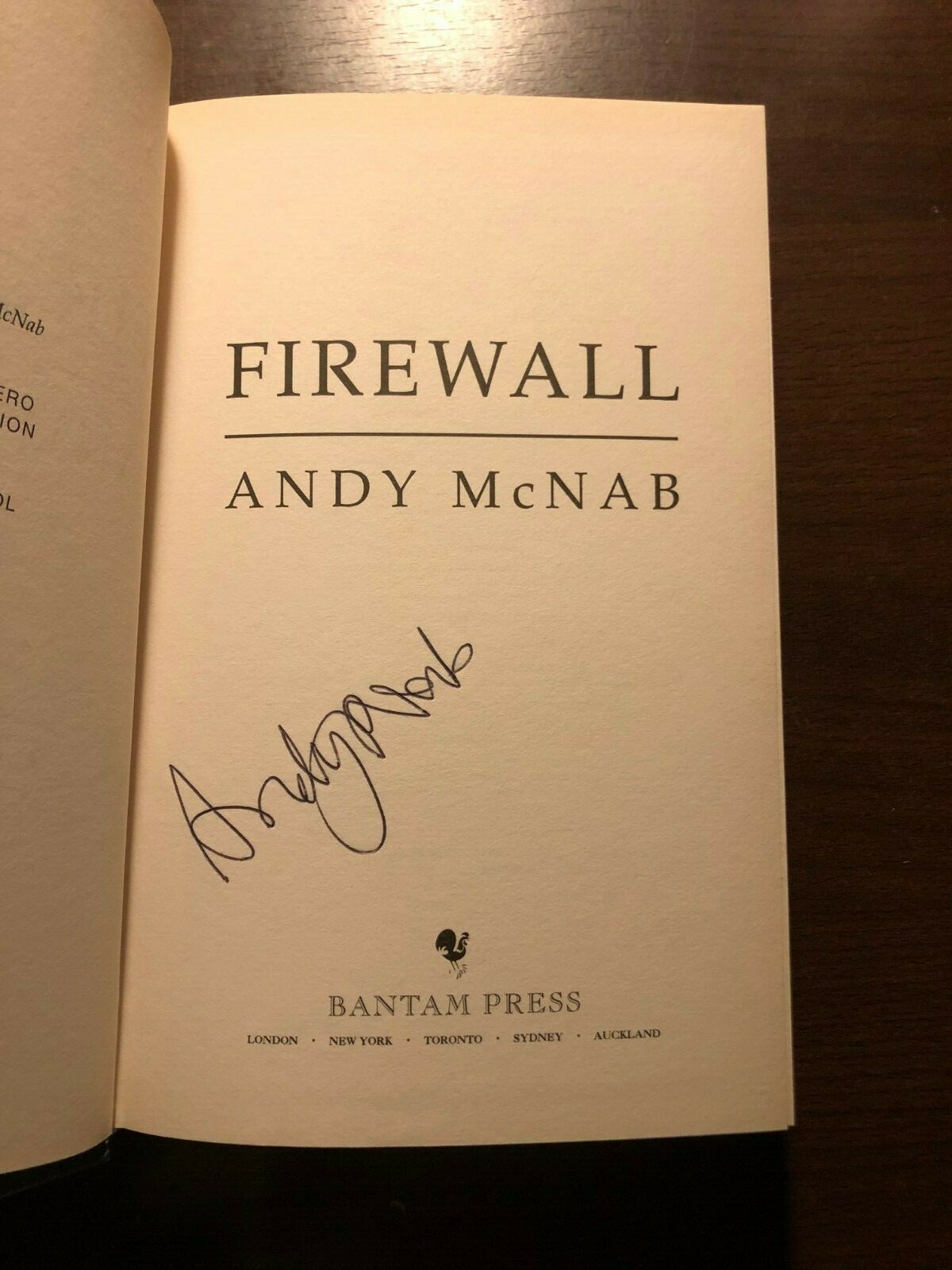 *SIGNED* FIREWALL by ANDY MCNAB – BANTAM PRESS – Hardback D/W – 2000
