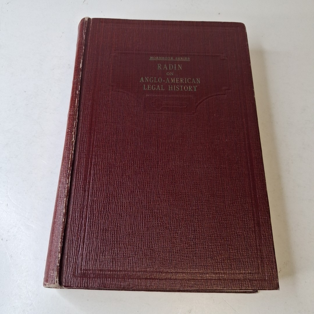 Radin On Anglo American Legal History Max Radin HC (1936)