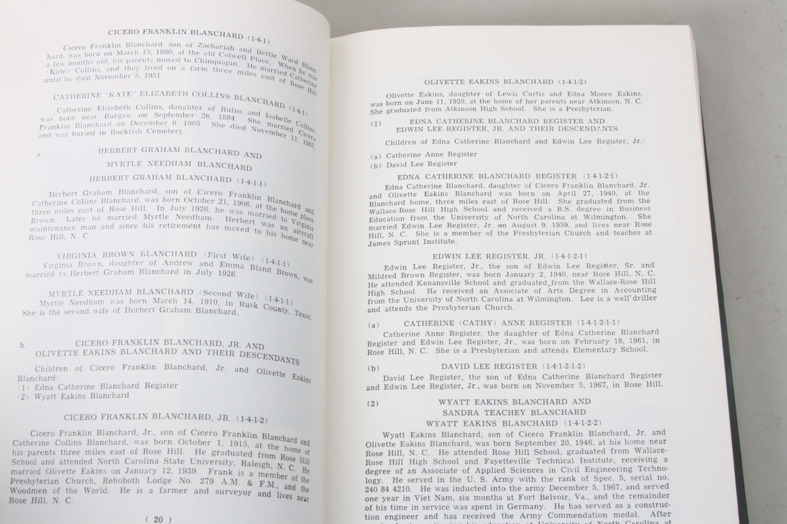History of Alfred & Elizabeth Robinson Ward 1971 Genealogy Book Family Tree NC