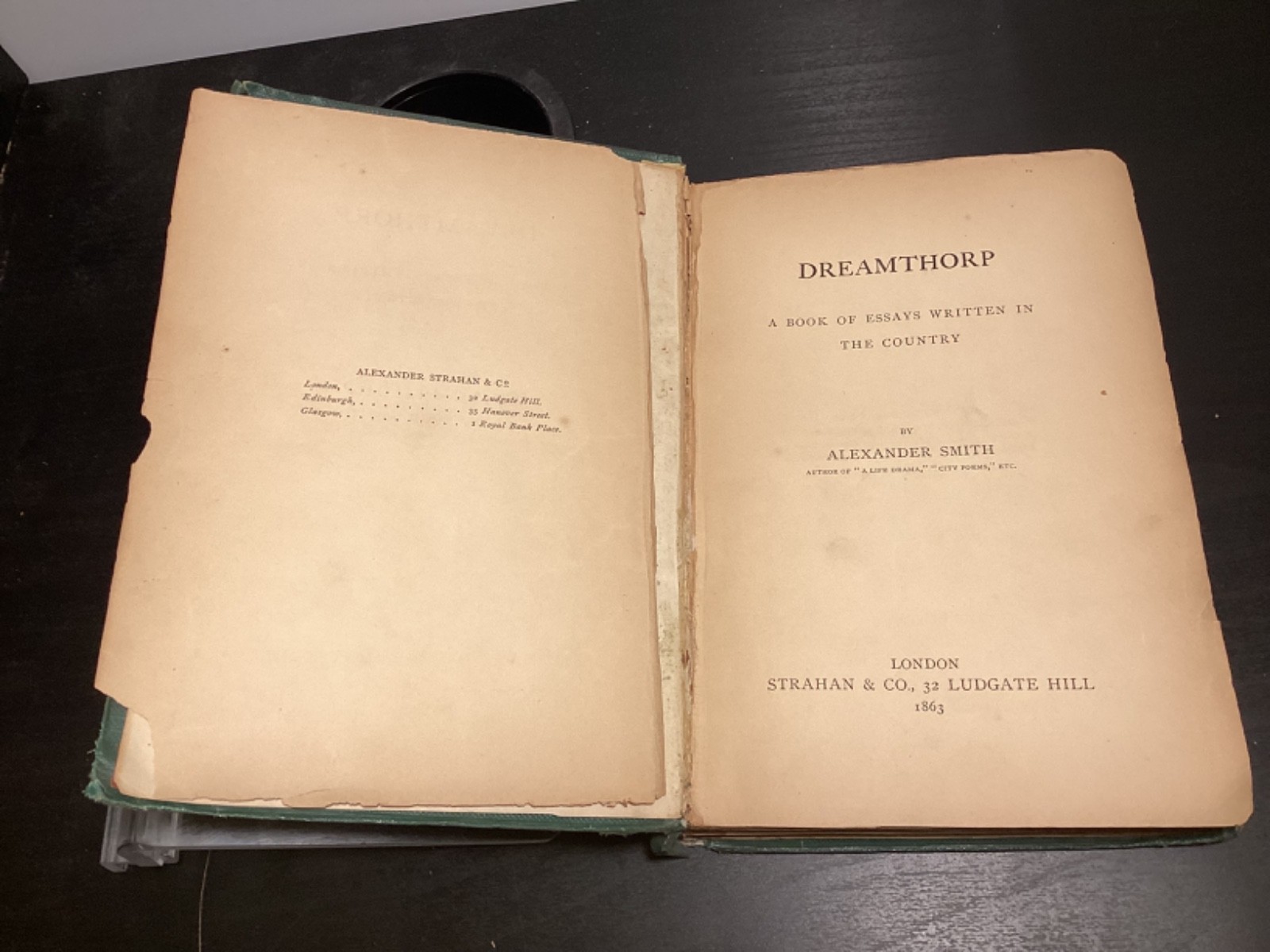 1863 Dreamthorp: A Book Of Essays Written In The Country – Alexander Smith