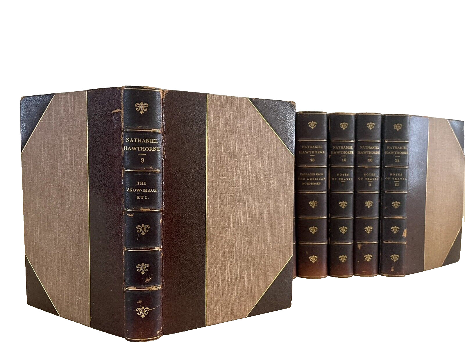 1900 Hawthorne Writings Old Manse Edition Engravings Uncut Pages Leather