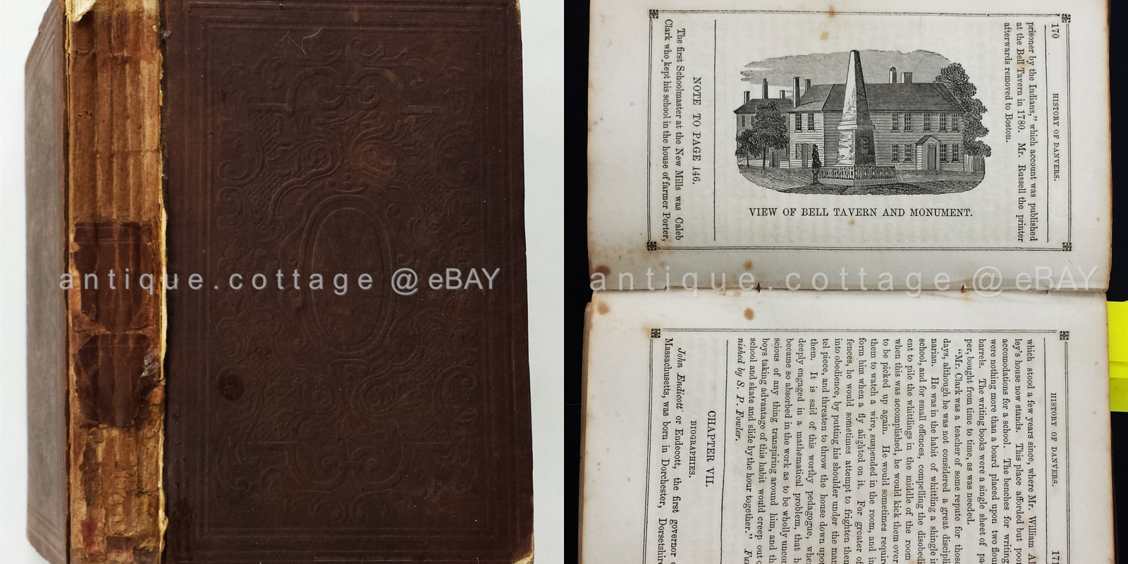1848 antique HISTORY of DANVERS MASSACHUSETTES ma 1st ed HANSON 303pgs