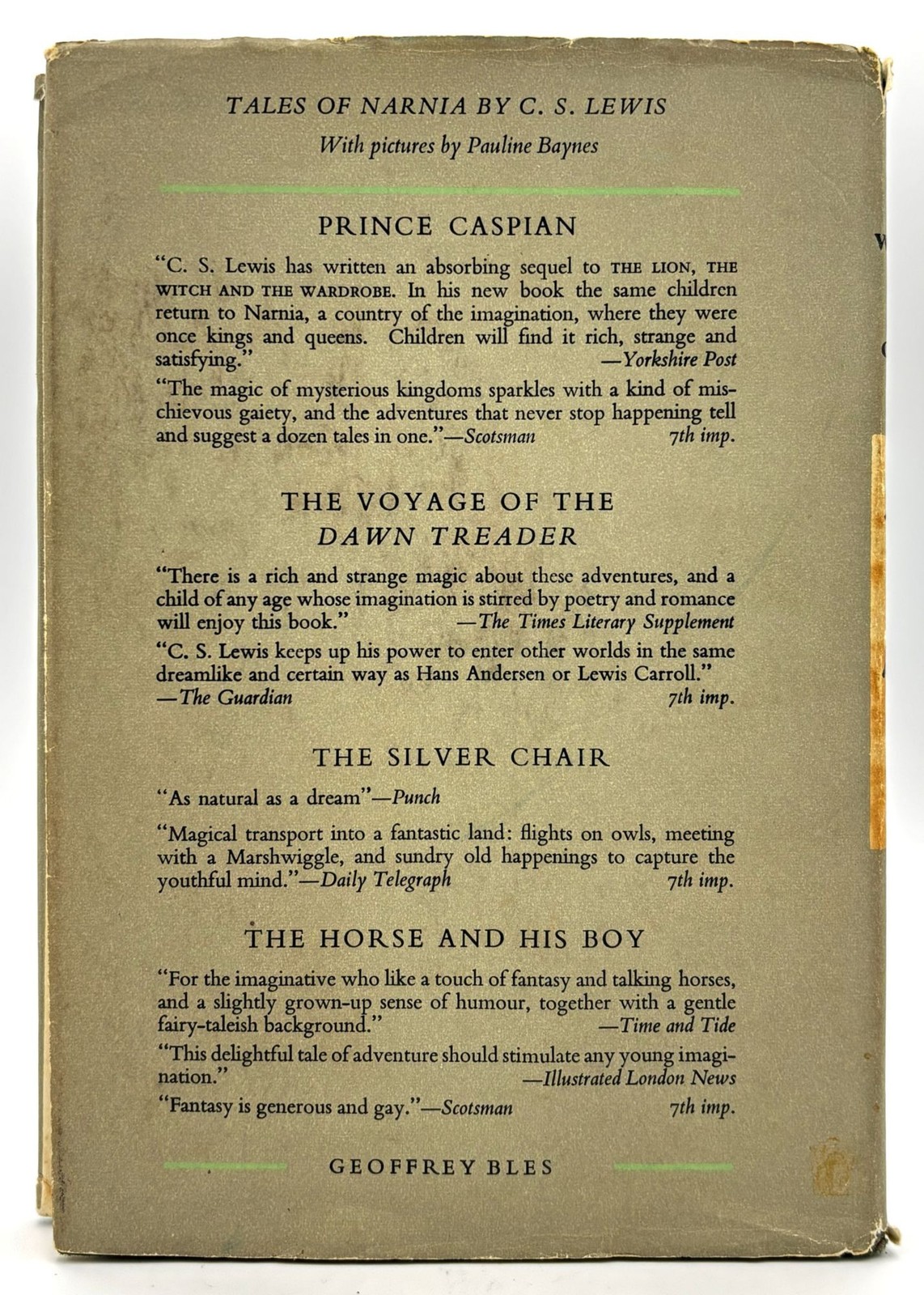 C S Lewis / The Lion the Witch and the Wardrobe 1st Edition 1969